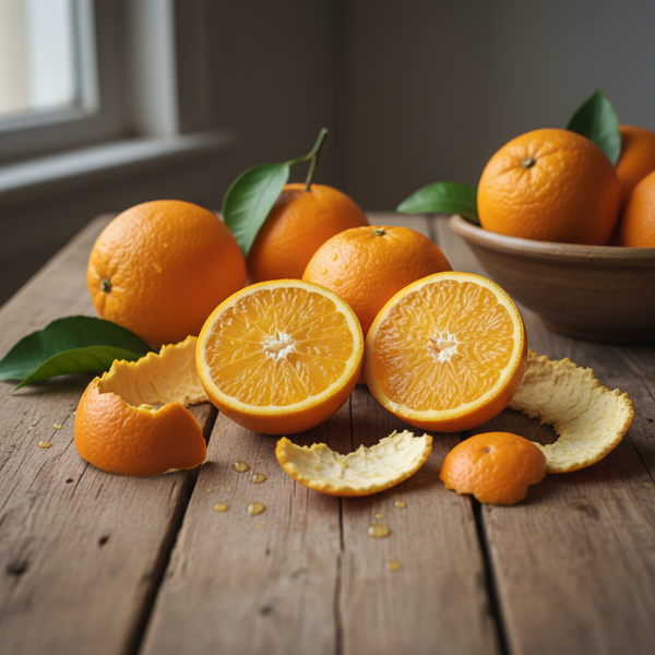 1:1 of oranges with some peeled (don't make it look like a photoshoot)